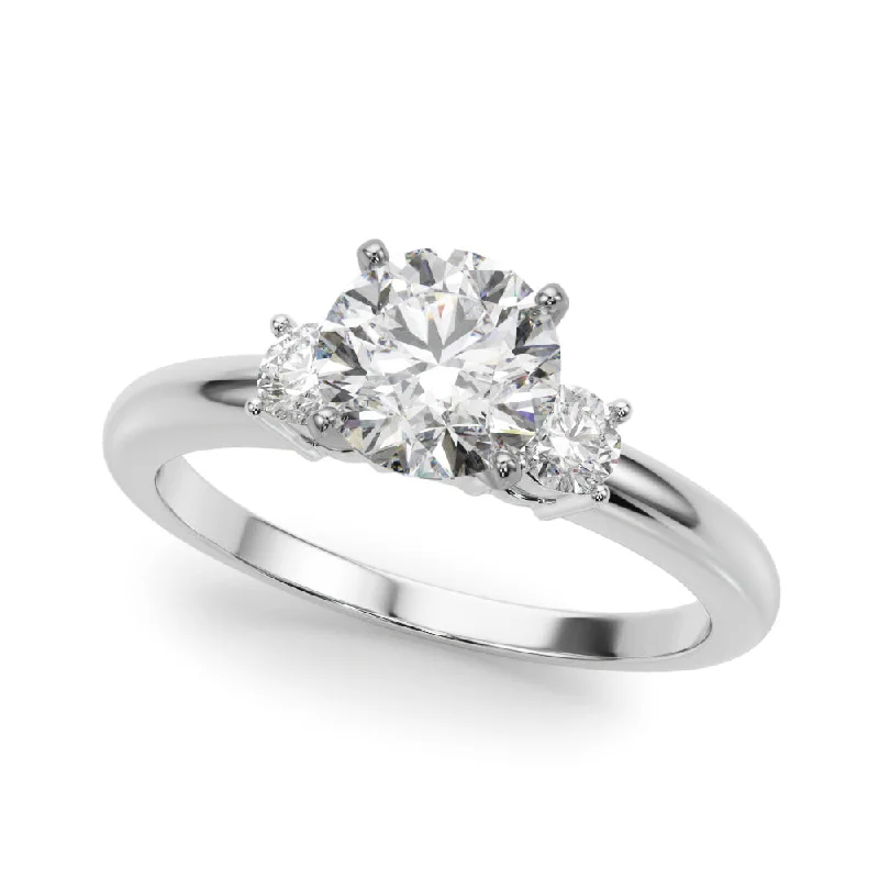 14K Solitaire Diamonds on the Side Engagement Ring