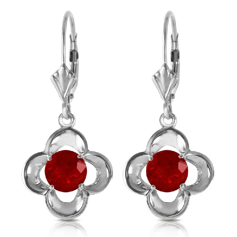 1.1 Carat 14K Solid White Gold Wonderfully Made Ruby Earrings