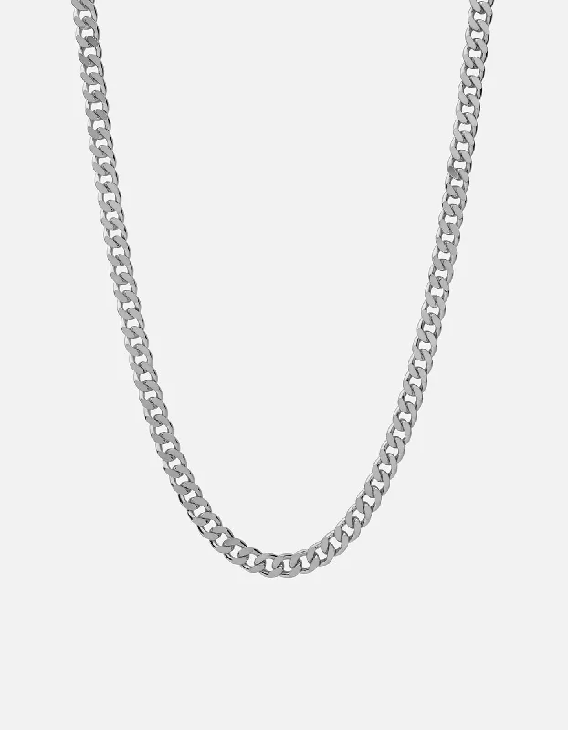 6.5mm Cuban Chain Necklace, Sterling Silver