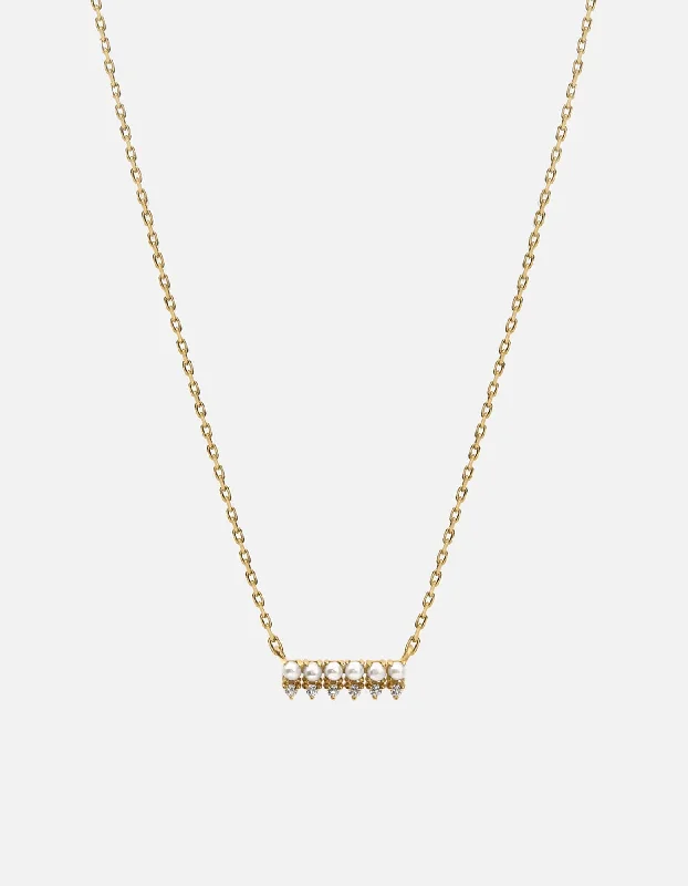 Aurea Pearl Necklace, 14k Gold Pavé