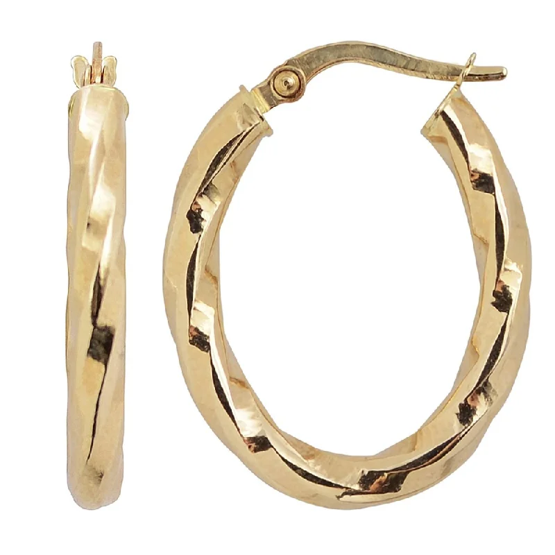 Fremada 10k Yellow Gold High Polish Twist Design Oval Hoop Earrings