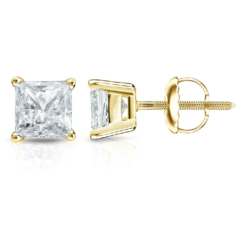 Auriya 1 1/2ctw Princess-cut Diamond Stud Earrings 14k Gold (I-J, SI2-SI3)