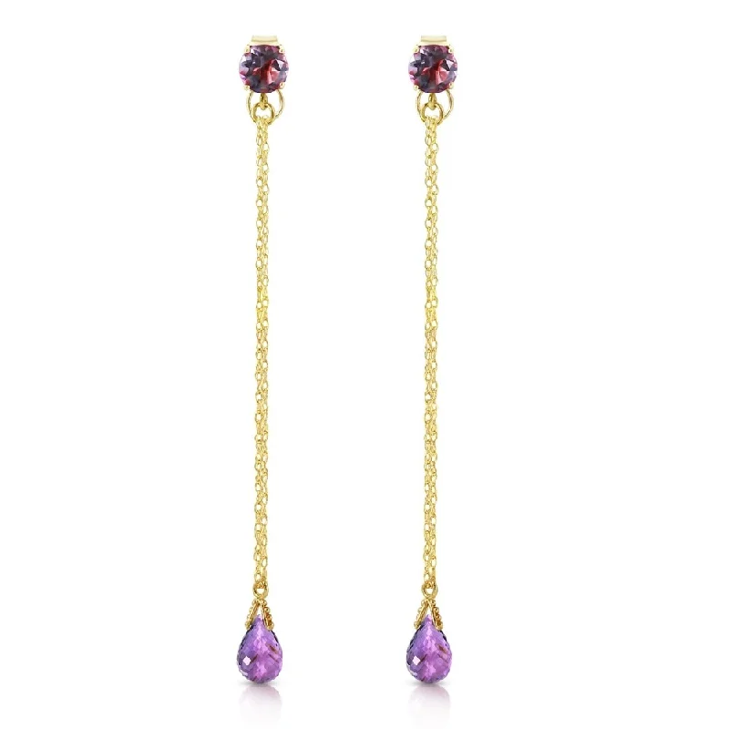 3.15 Carat 14K Solid Gold Chandelier Earrings Natural Amethyst