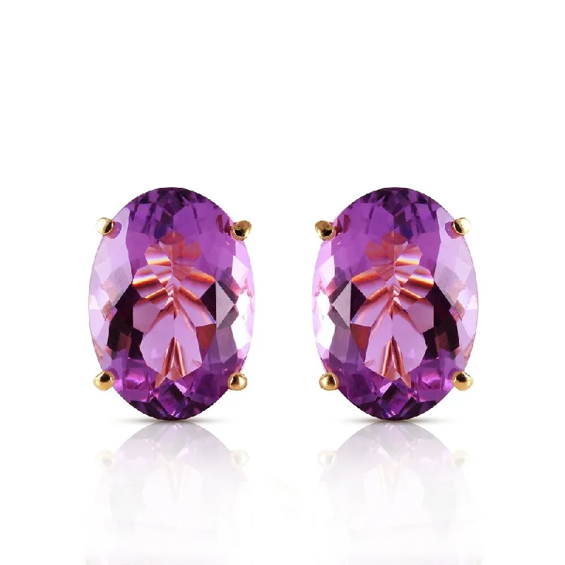 15.1 Carat 14K Solid Gold French Clips Earrings Natural Amethyst