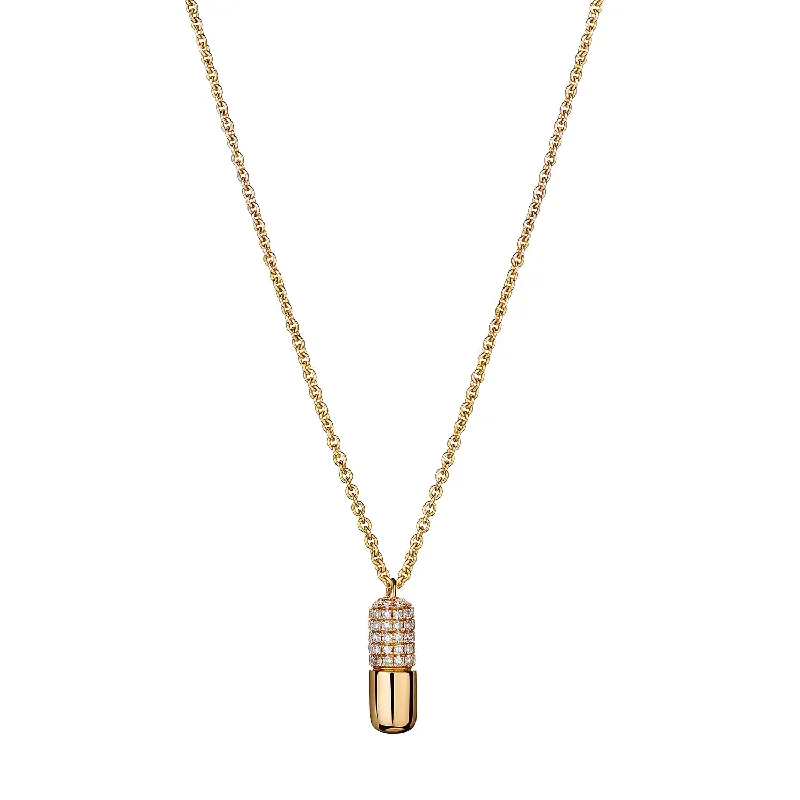 HALF PAVÉ DIAMOND PILL NECKLACE