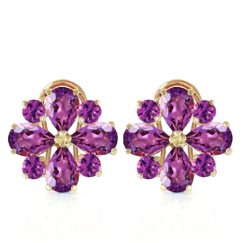 4.85 CTW 14K Solid Gold Fiore Amethyst Earrings