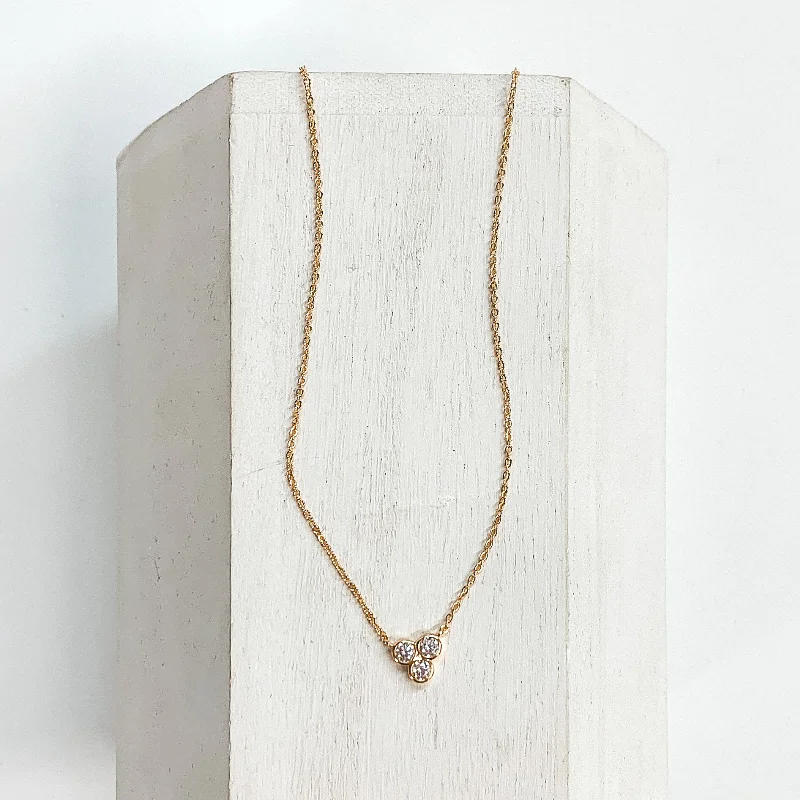 Good Daze Necklace with 3mm CZ Crystals in a Bezel Cluster in Gold