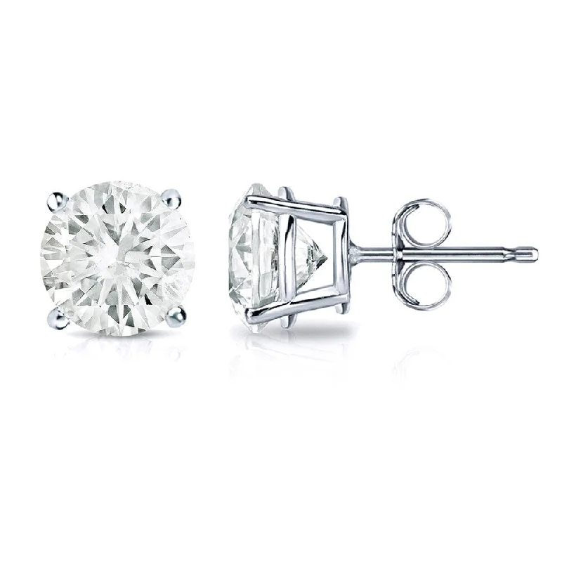 14k Gold Round 1 1/4ct TW Clarity Enhanced Diamond Stud Earrings (J-K, SI1-SI2)