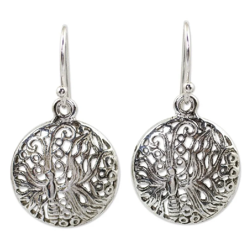 Handmade Sterling Silver 'Butterfly Moon' Earrings (Thailand)