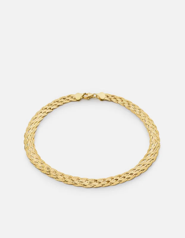 Braided Herringbone Choker, Gold Vermeil