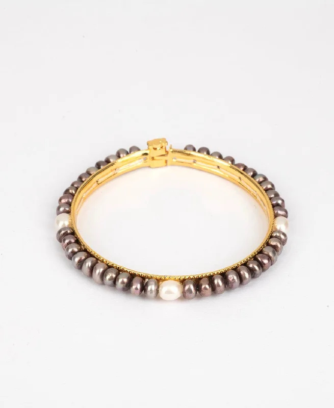 Trendy Black and White Pearl Bangle