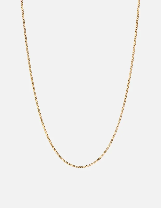 2mm Cuban Chain Necklace, Gold