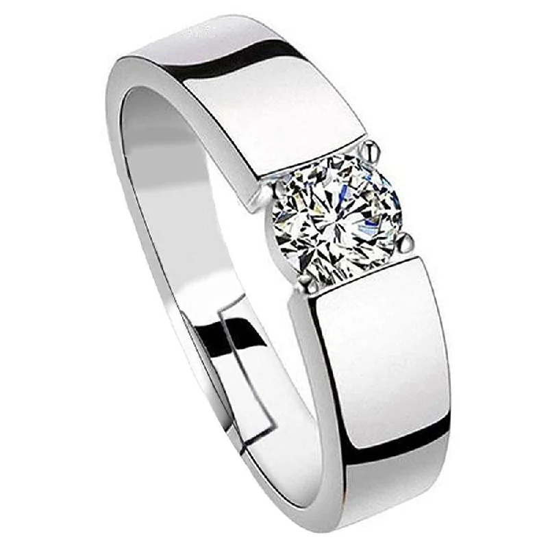 Mahi Elegant Classic Solitaire Adjustable Ring With Cubic Zirconia