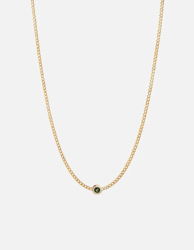 Opus Chalcedony Type Chain Necklace, Gold Vermeil/Green